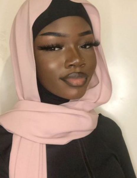 hijab rose pale blanc soie de médine belinia prestige