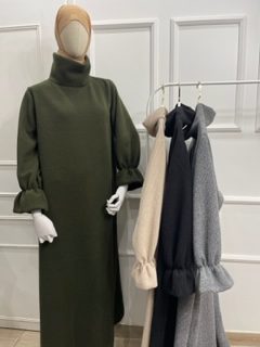 robe abaya pour hivers , robe hivernal , robe col roulé